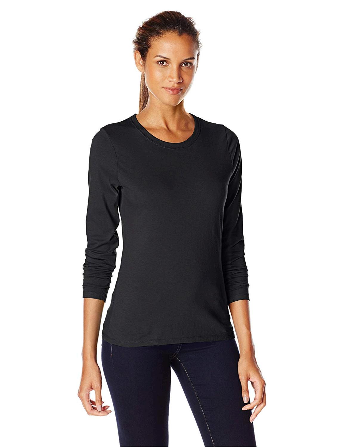 эскиз 3 - Hanes Women's Long Sleeve Tee, Ebony, Medium, Ebony...