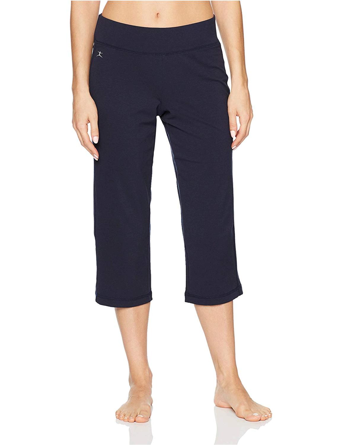 Danskin Women's Plus Size Sleek Fit Yoga Crop Pant,, Midnight Navy ...