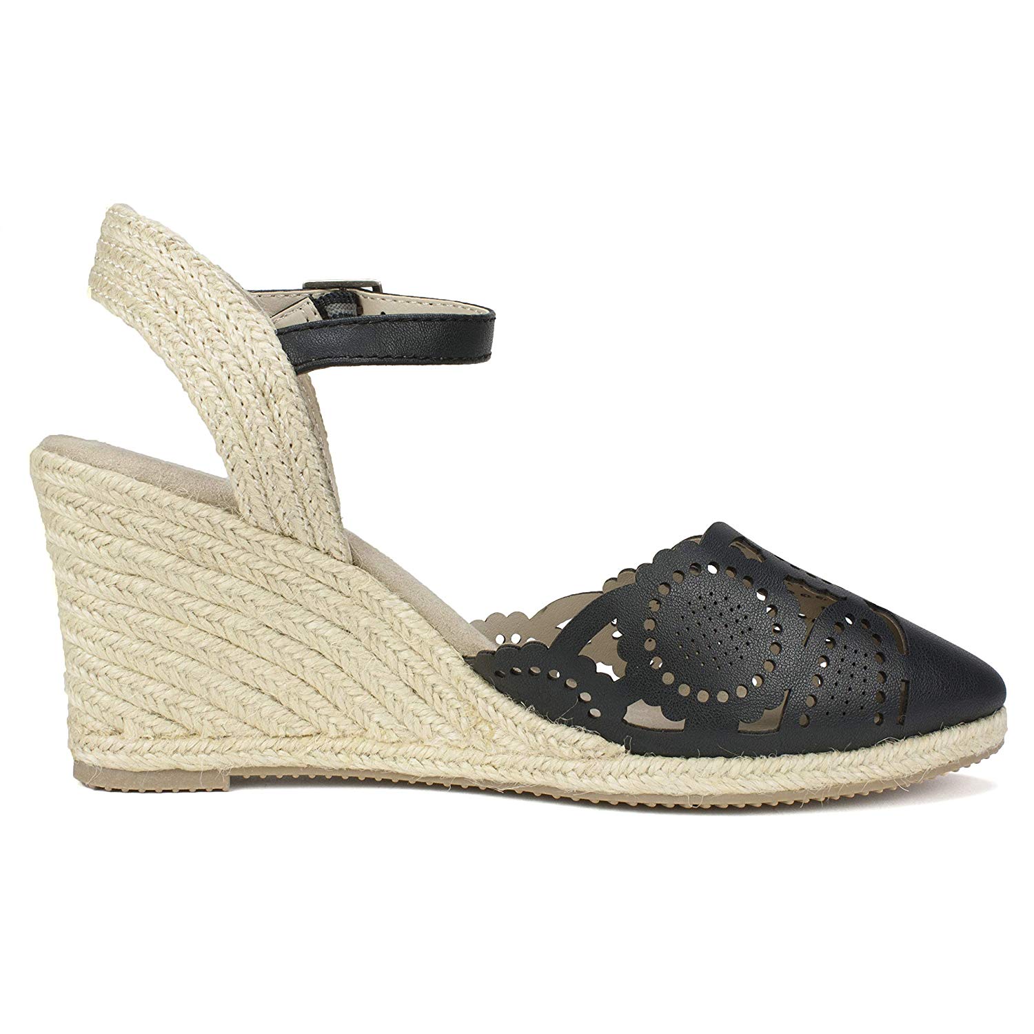 Rialto Womens Coya Leather Closed Toe Casual Espadrille Sandals, Black, Size 7.0 | eBay
