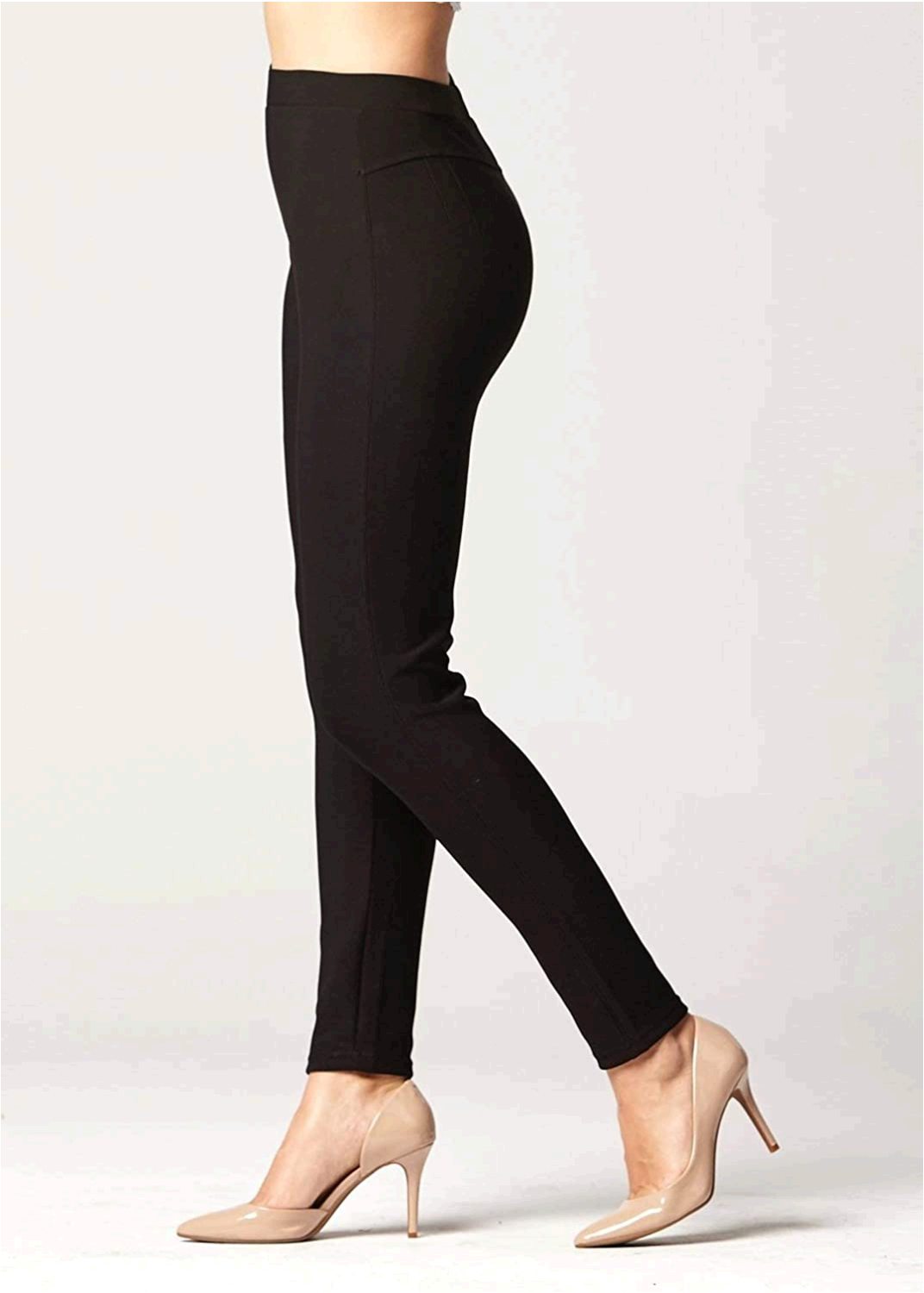 Premium Women's Stretch Ponte Pants - Dressy Leggings, Black, Size ...