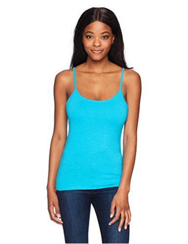 Hanes Women's Stretch Cotton Cami with Built-in, Flying Turquoise, Size ...