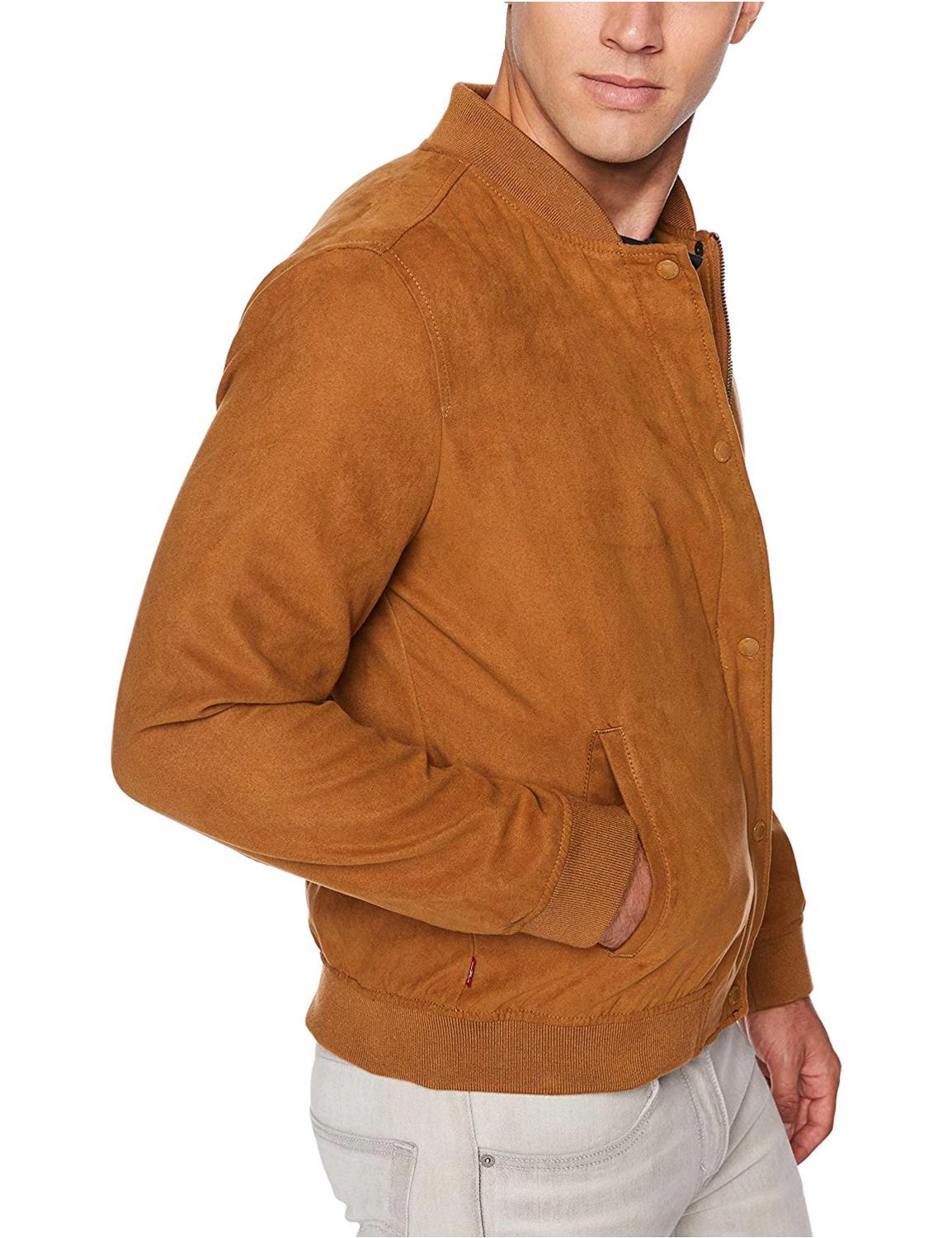 Levis Mens Faux Suede Varsity Baseball Bomber Jacket Tan Tan Size Large Xe 882713546200 Ebay 