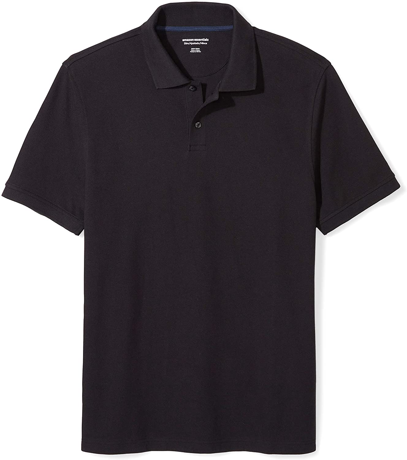 Essentials Men's Slim-Fit Cotton Pique Polo Shirt,, Black, Size X-Large ...