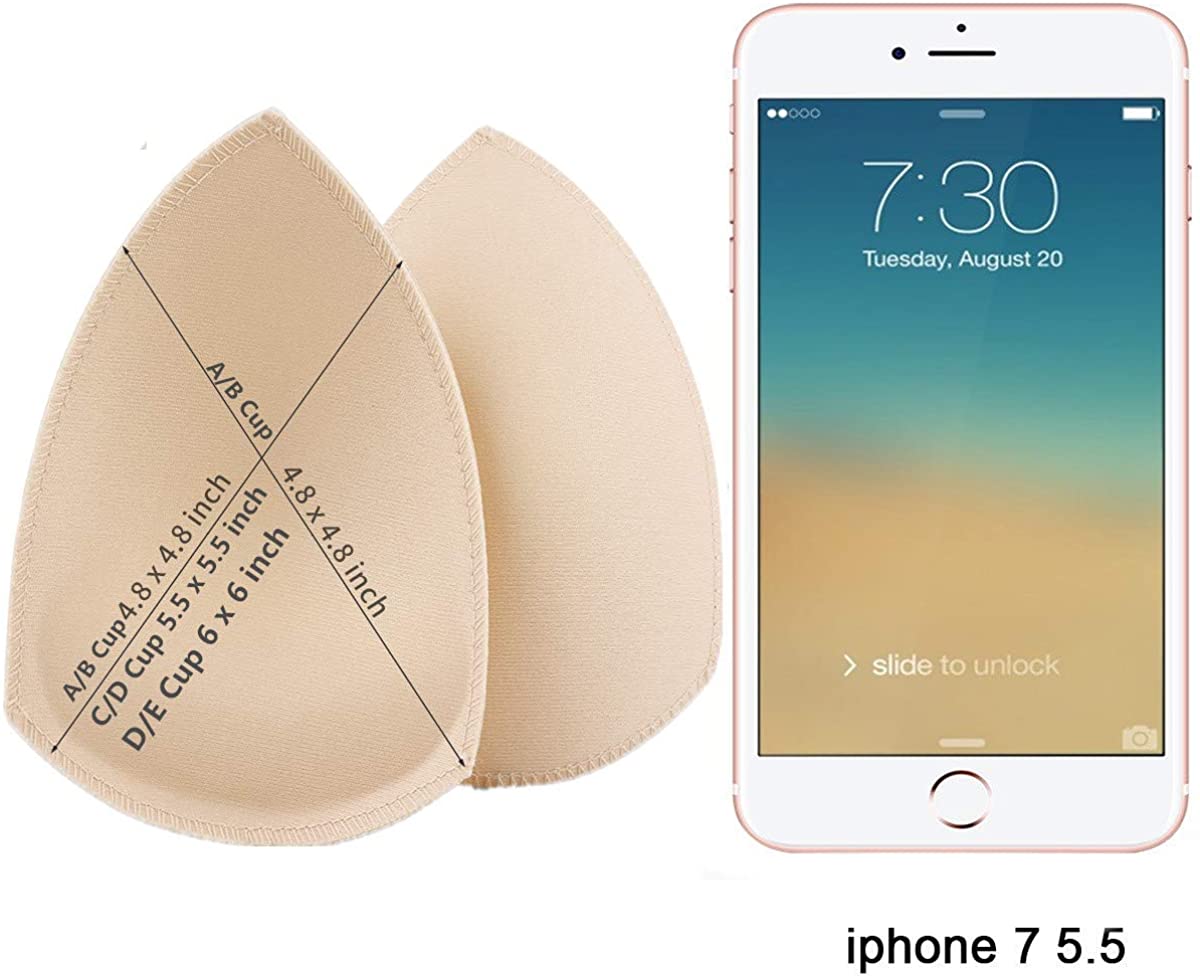 Bra Pad Inserts 4 Pairs,Sermicle Bra Pads Sewn Padded for, Beige, Size