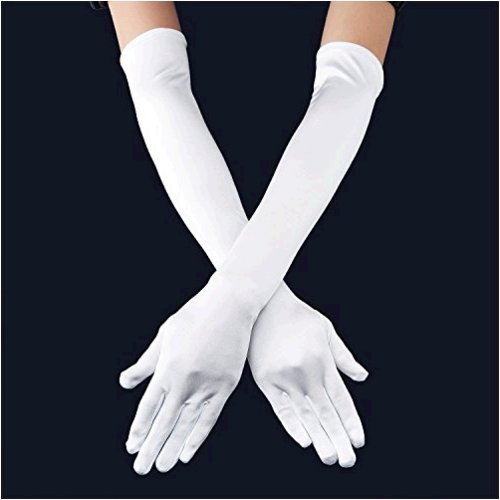 white satin opera gloves