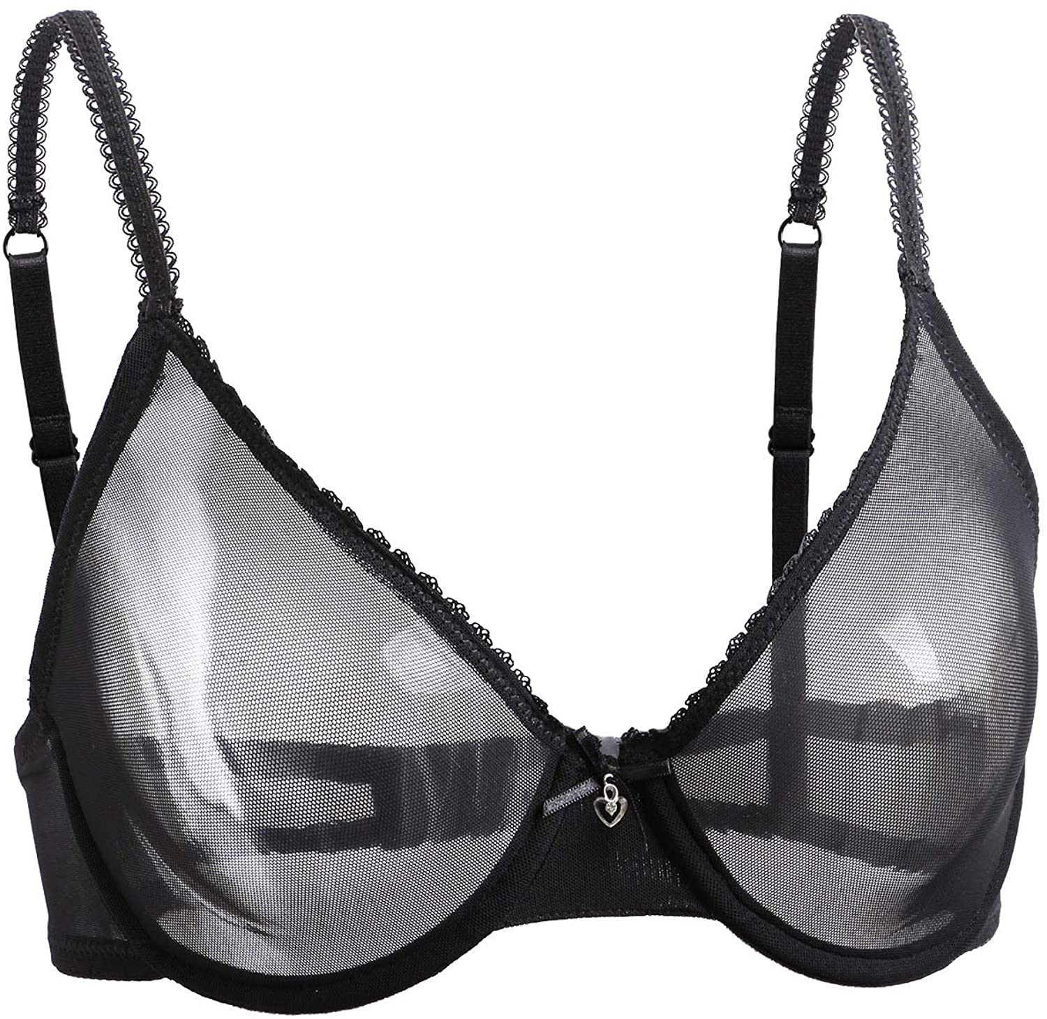 Women S Unlined Mesh Sexy See Through Bra Sheer Non Padded Black Size