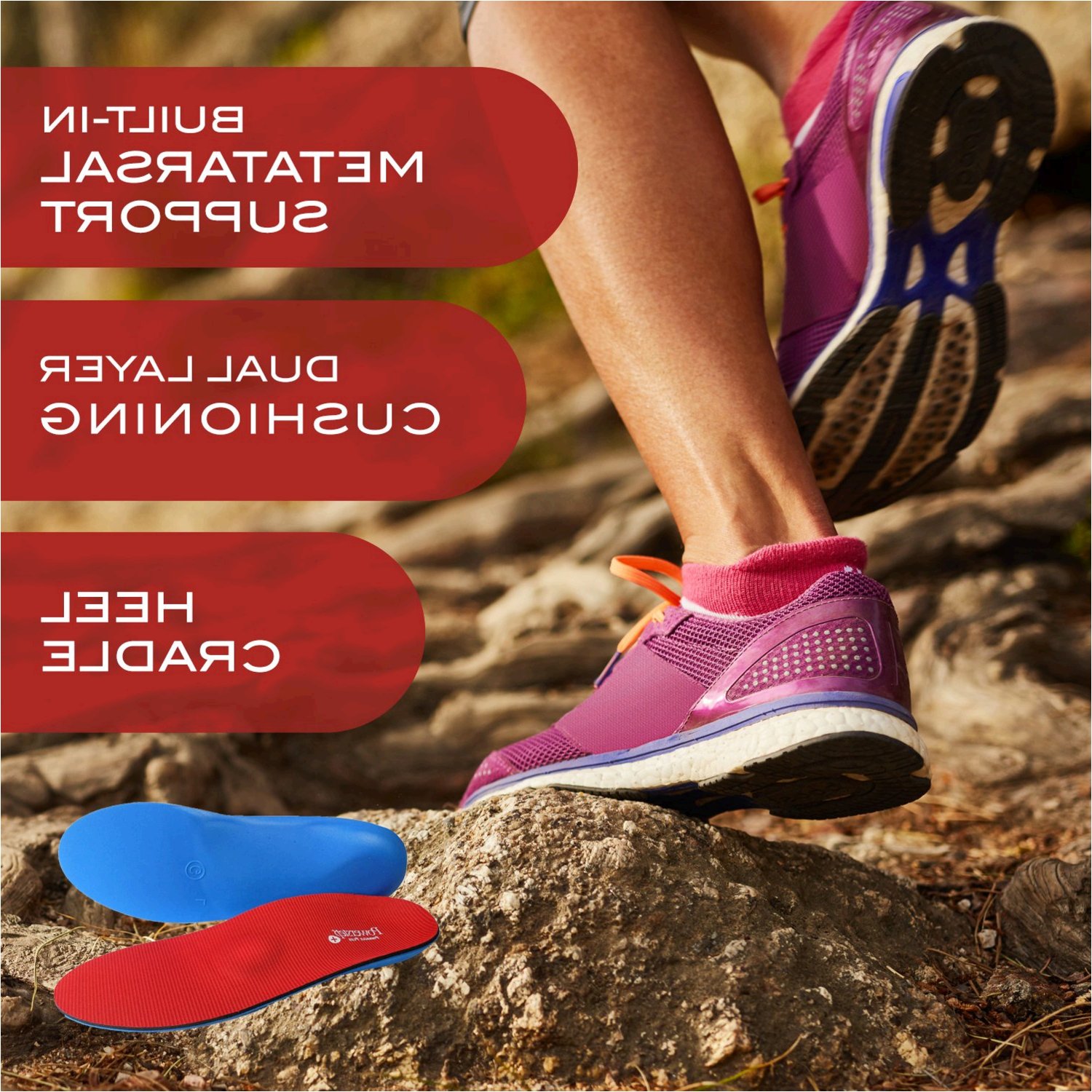 Powerstep Pinnacle Plus Met Insoles Red//Blue