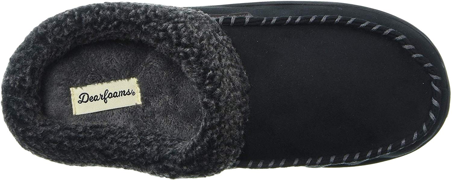 dearfoams men's microfiber suede clog with whipstitch slipper