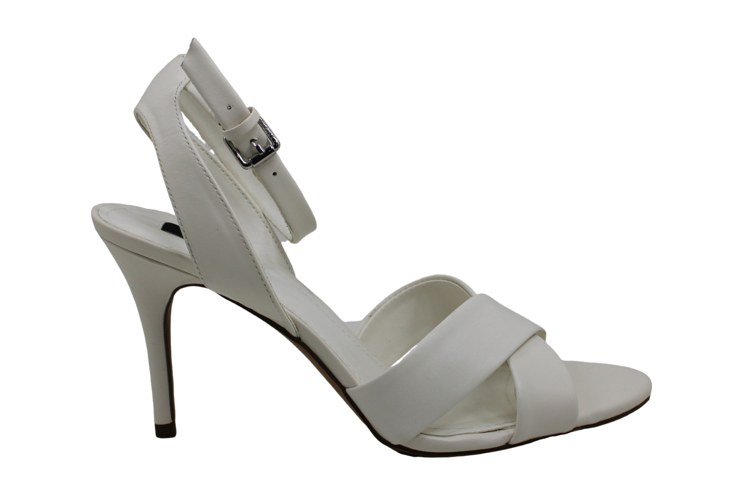 DKNY Womens ivy Leather Peep Toe Casual Ankle Strap, Calf White, Size 8