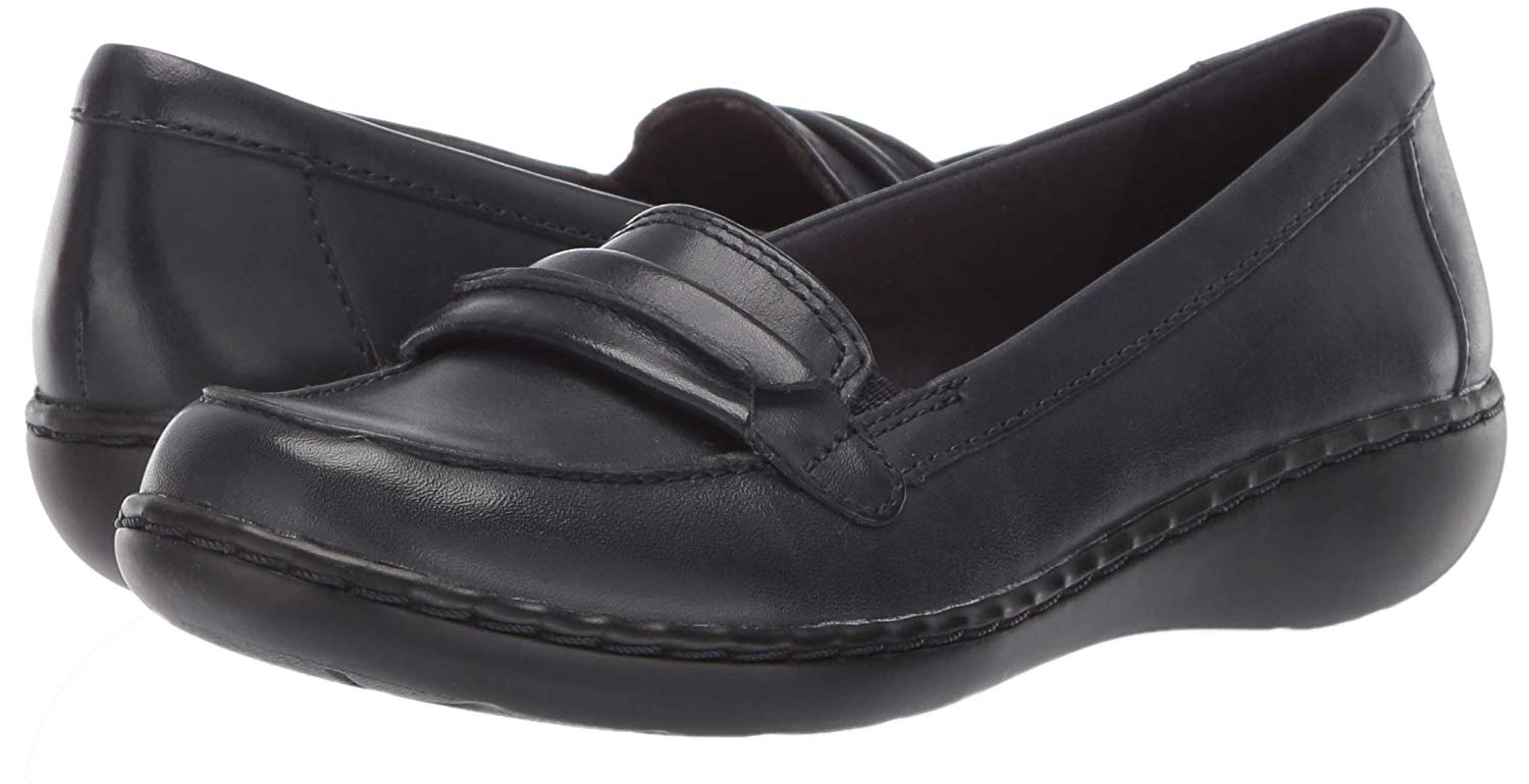 Clarks Womens Ashland Lily Closed Toe Loafers, Navy Leather, Size 9.5 ...