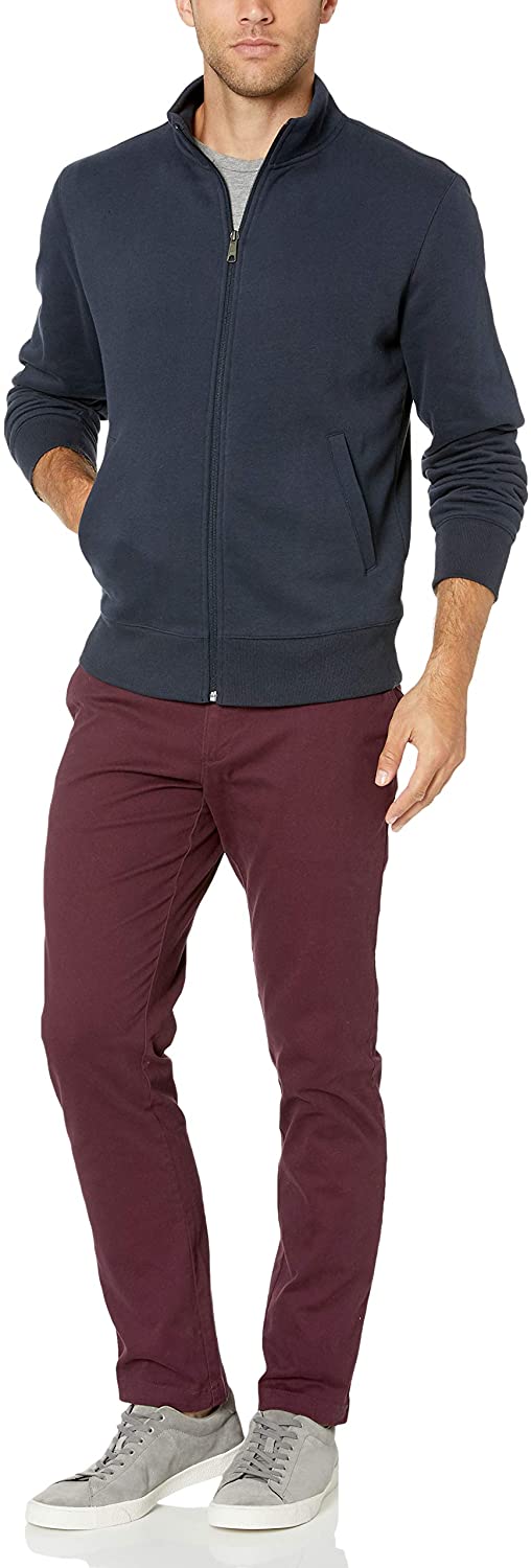 Download Essentials Men's Full-Zip Fleece Mock Neck Sweatshirt ...