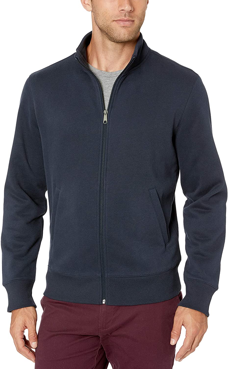 Download Essentials Men's Full-Zip Fleece Mock Neck Sweatshirt ...