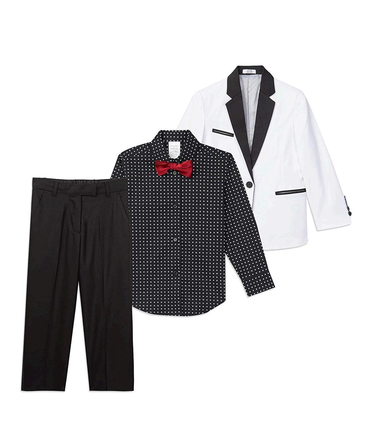 Calvin Klein Boys' Toddler 4-Piece Formal Suit Set, Multi, Multi Black