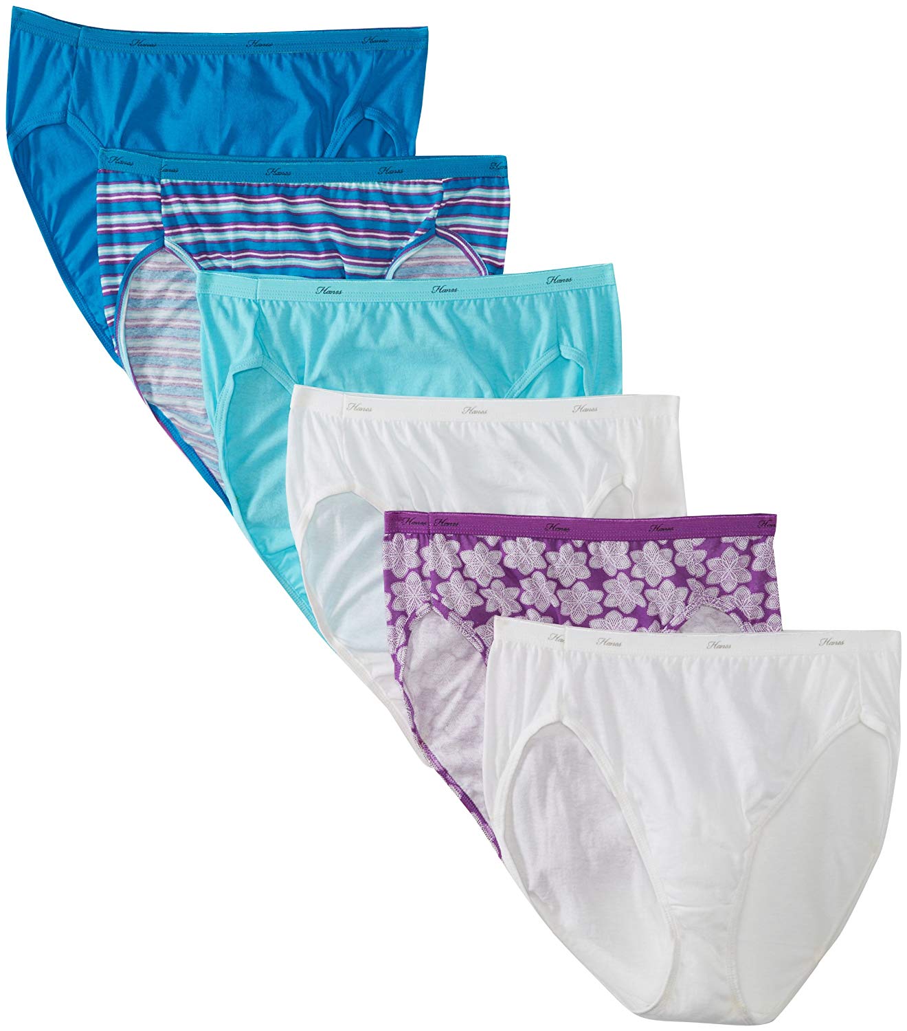 Hanes Cotton HiCut Panties 6 Pack (Size 10/Assorted, MultiColor, Size