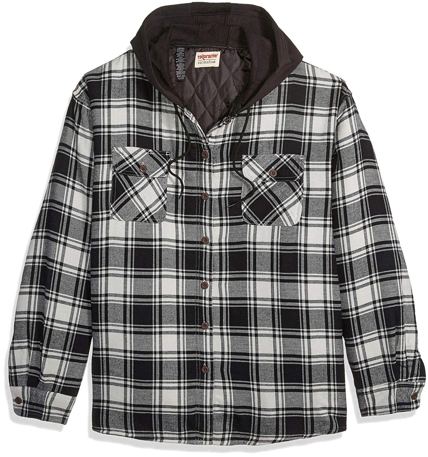 Wrangler Authentics Men's Long Sleeve Quilted Lined Flannel, Black ...
