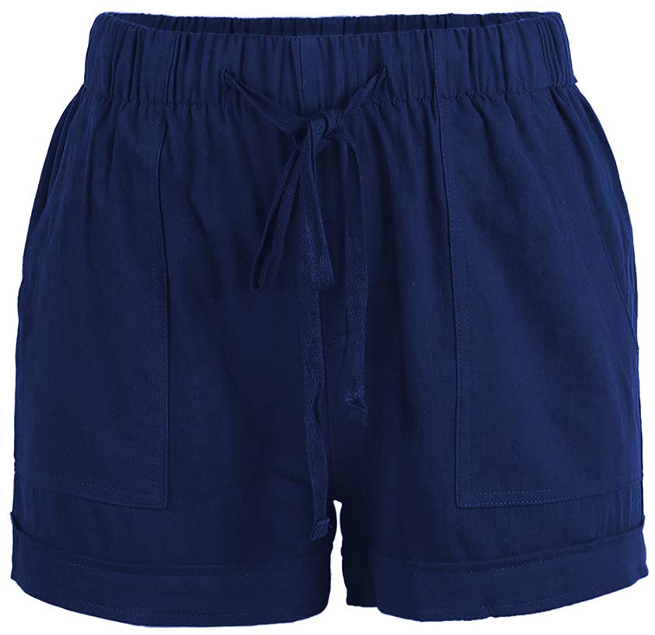 Bunanphy Summer Drawstring Elastic Waist Casual Shorts with Pockets Lounge Pants Shorts 