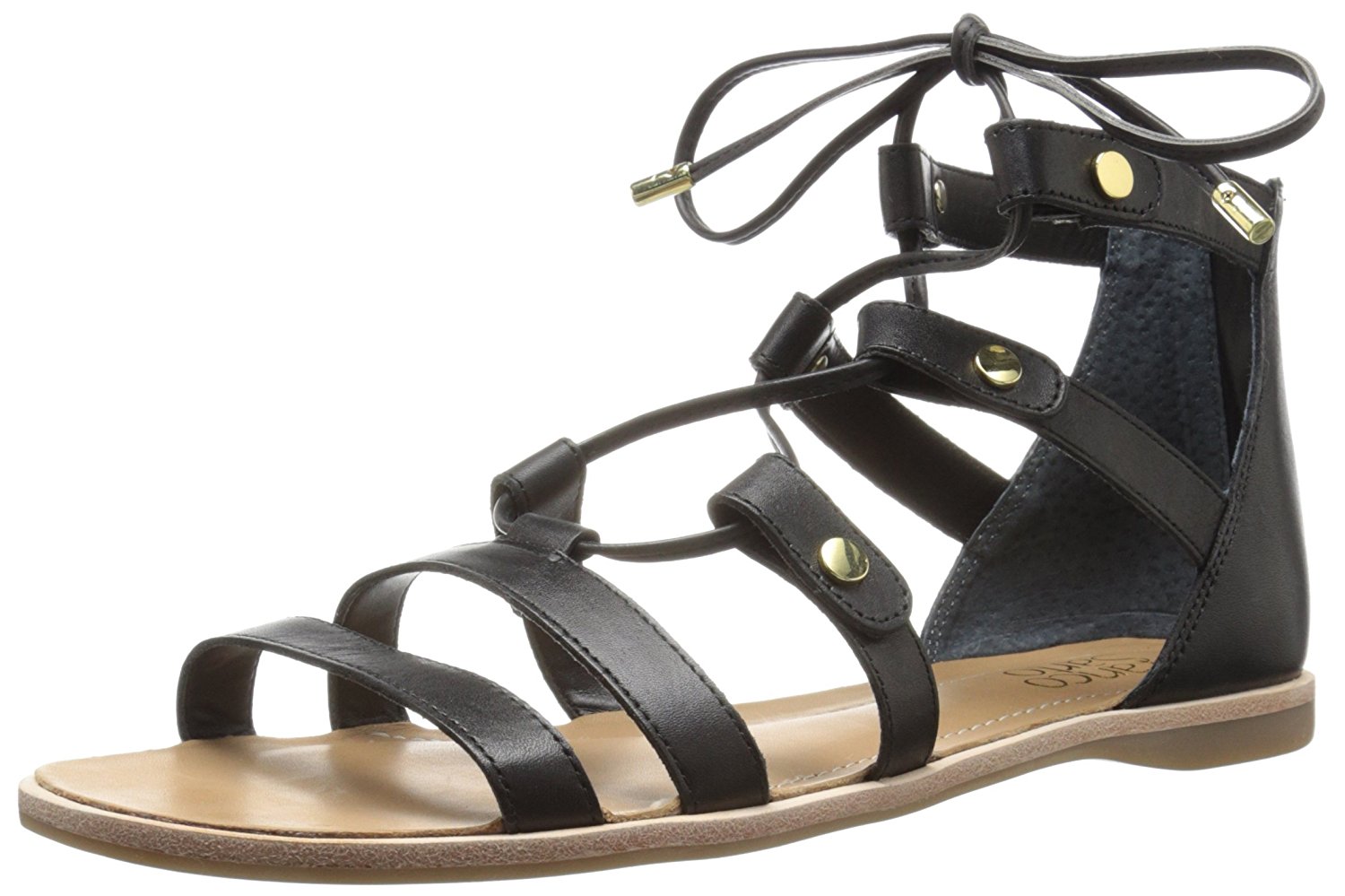 Franco Sarto Womens LBaxter Leather Open Toe Casual Gladiator Black Size 80 Franco Sarto Womens LBaxter Leather Open Toe Casual Gladiator Black Size 80