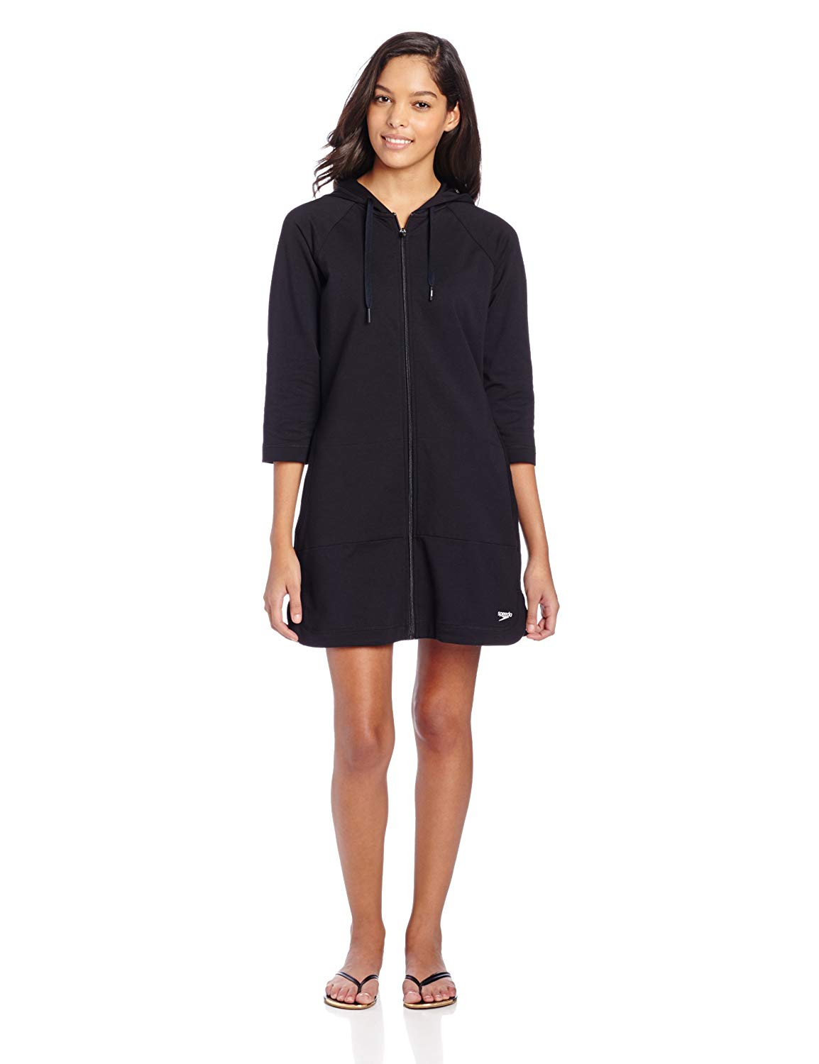 Speedo Womens Aquatic Fitness Robe Cover-Up with Hood Black Small 7237139