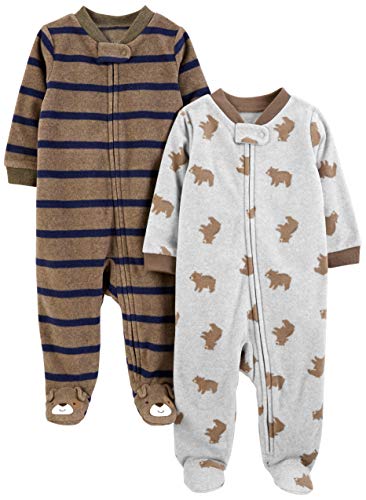 Pack of 2 Simple Joys by Carters Baby Boys 2-Pack Fleece Footed Sleep and Play