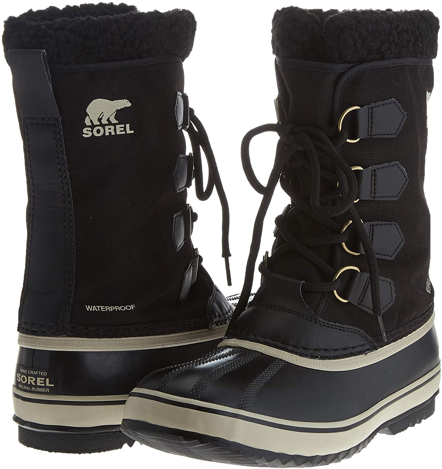 sorel men's 1964 pac nylon winter boots black white