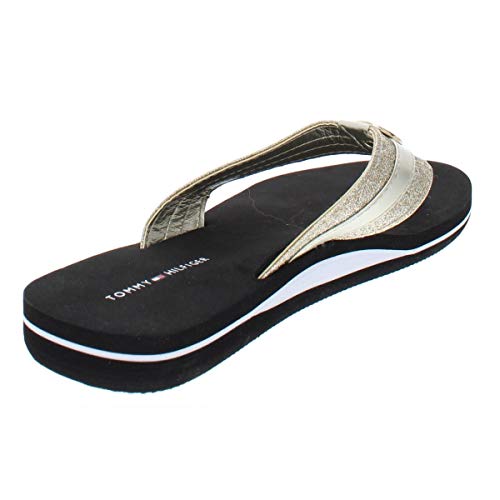 tommy hilfiger flip flops gold