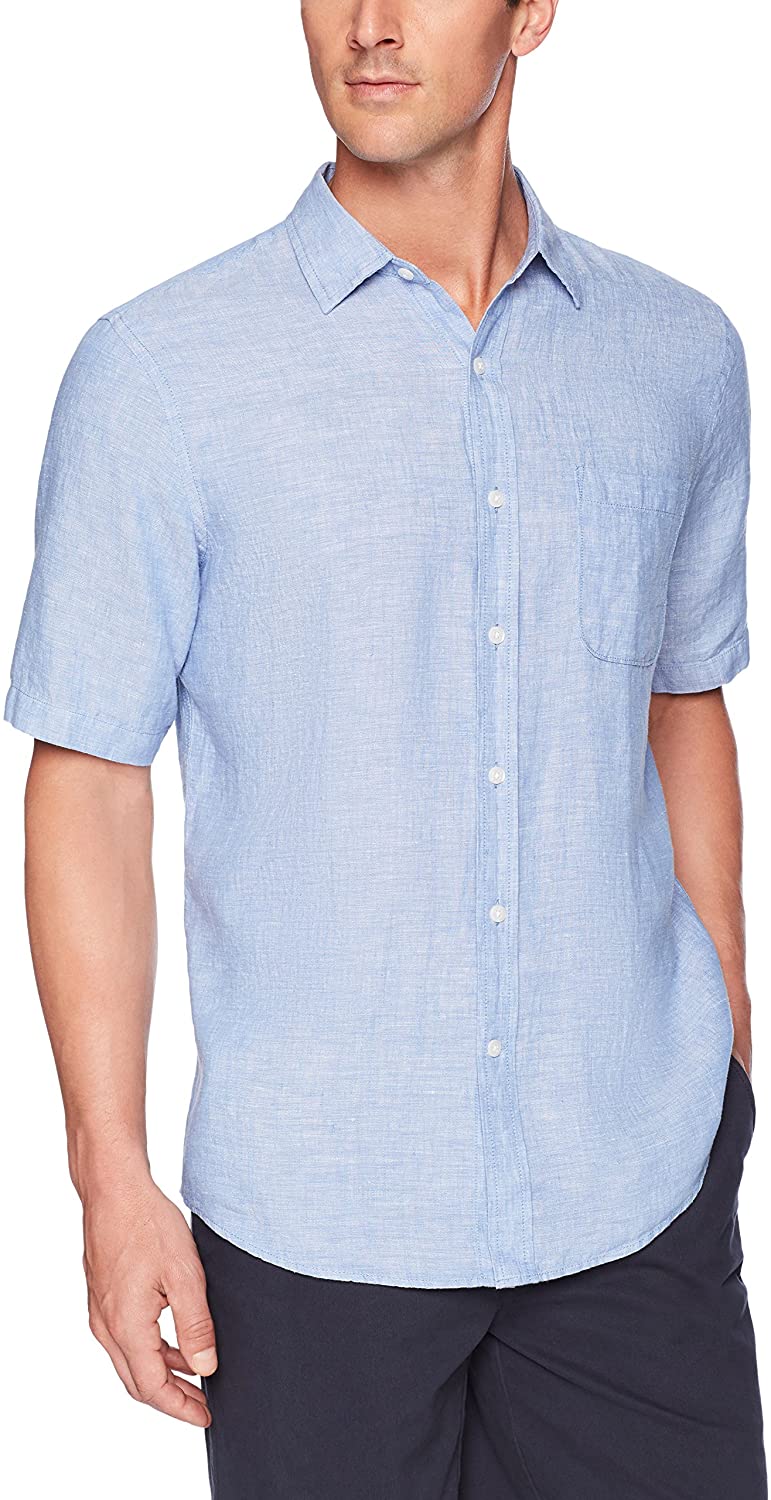 mens blue linen shirts uk