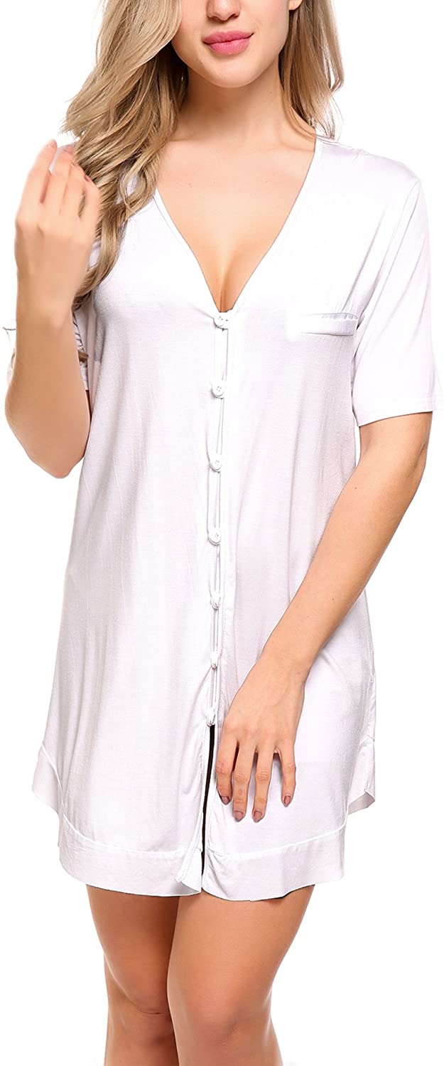 white button down nightgown