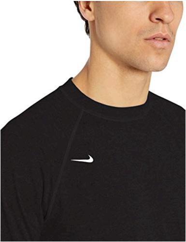 NIKE Swim Men's UPF 40- Short Sleeve Rashguard Swim Tee,, Jet Black ...