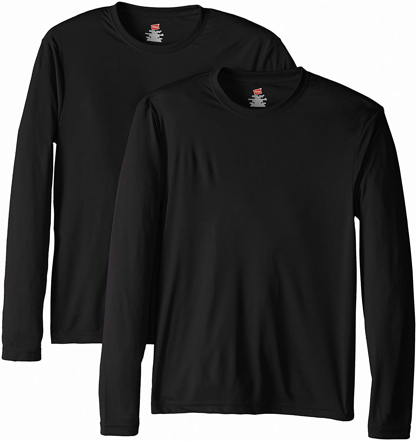 Hanes Men's Long Sleeve Cool Dri T-Shirt UPF 50-, Medium, 2, Black ...