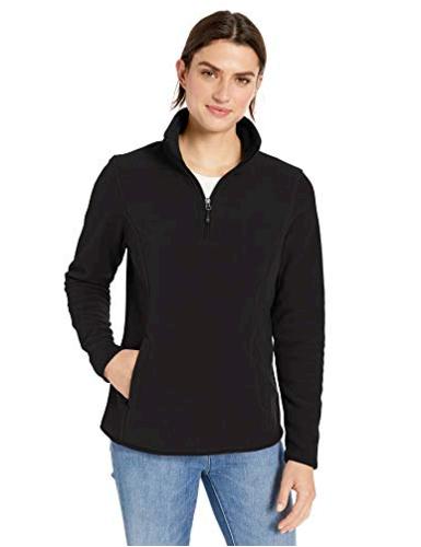 Essentials Women's Quarter-Zip Polar Fleece Pullover, Black, Size Small ...