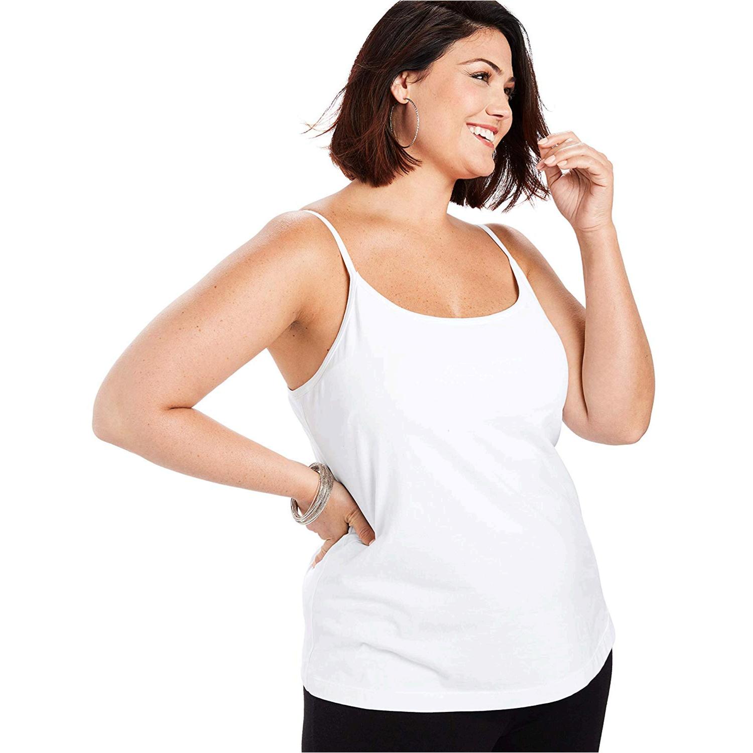 Roamans Women's Plus Size Bra Cami with Adjustable, White (0725), Size ...