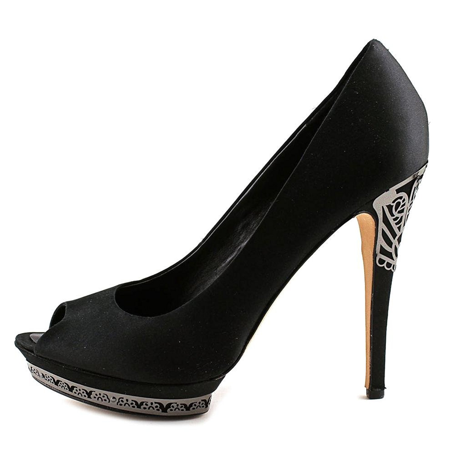 BCBGMAXAZRIA Womens Max Azria Dalton 1 Peep Toe Platform Black sATIN Size 8.5 BCBGMAXAZRIA Womens Max Azria Dalton 1 Peep Toe Platform Black sATIN Size 8.5