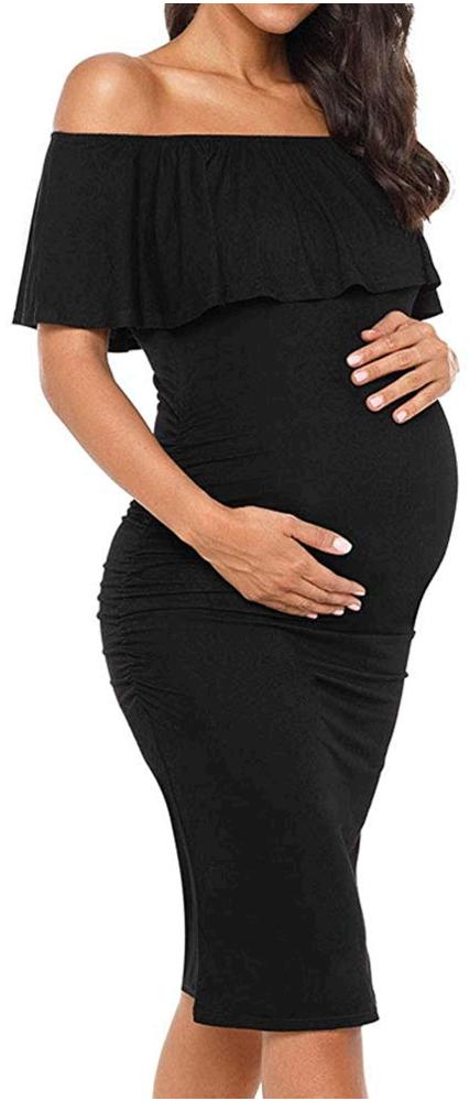 Avv Maternity Dresses For Baby Shower Photoshoot Woman Knee Black