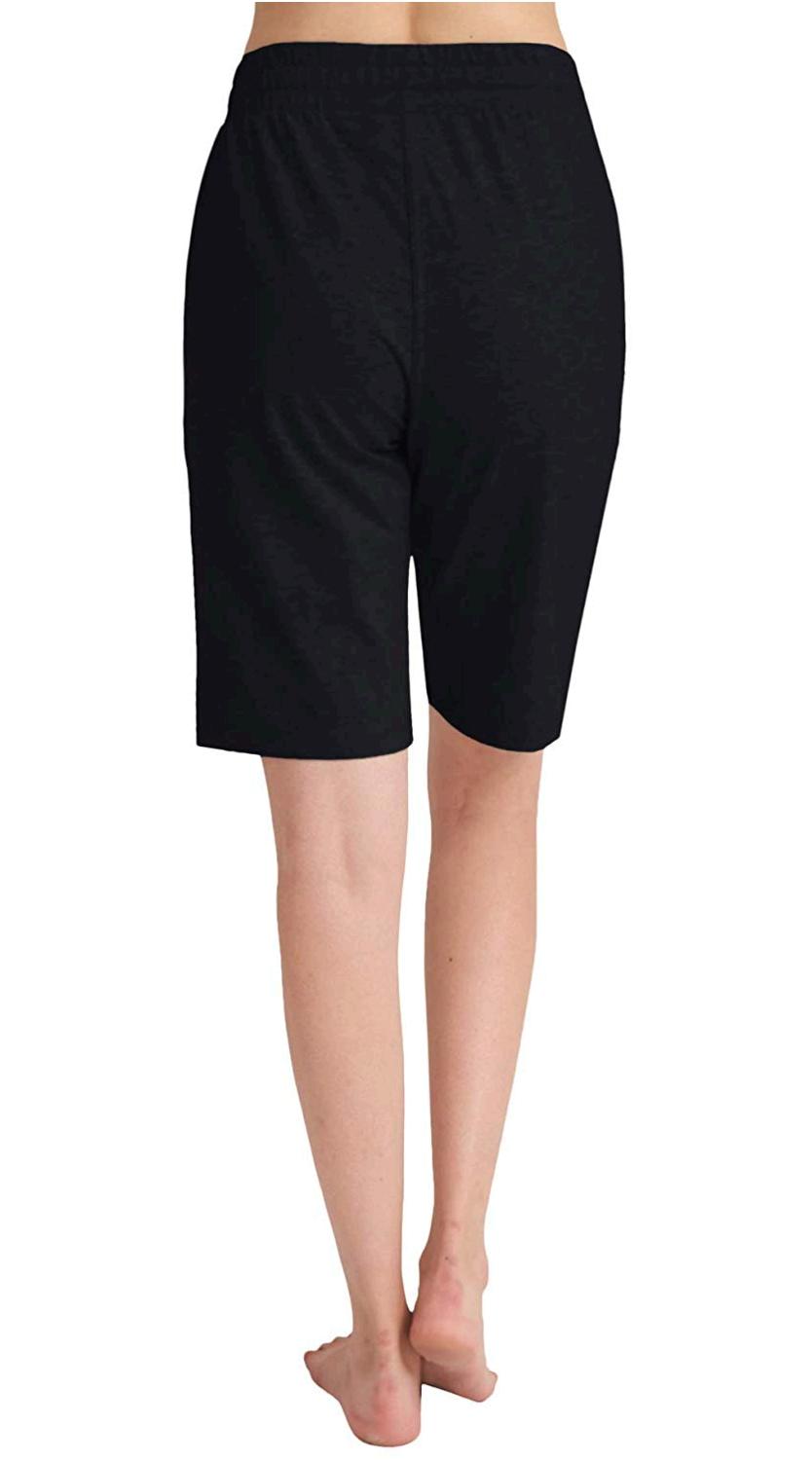 Women's Modest Bermuda Knee-Length Shorts in Dark Blue Denim