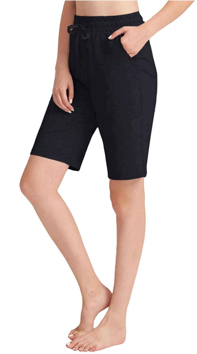ChinFun Women's Bermuda Shorts, Knee Length-black, Size XL (Waist 32