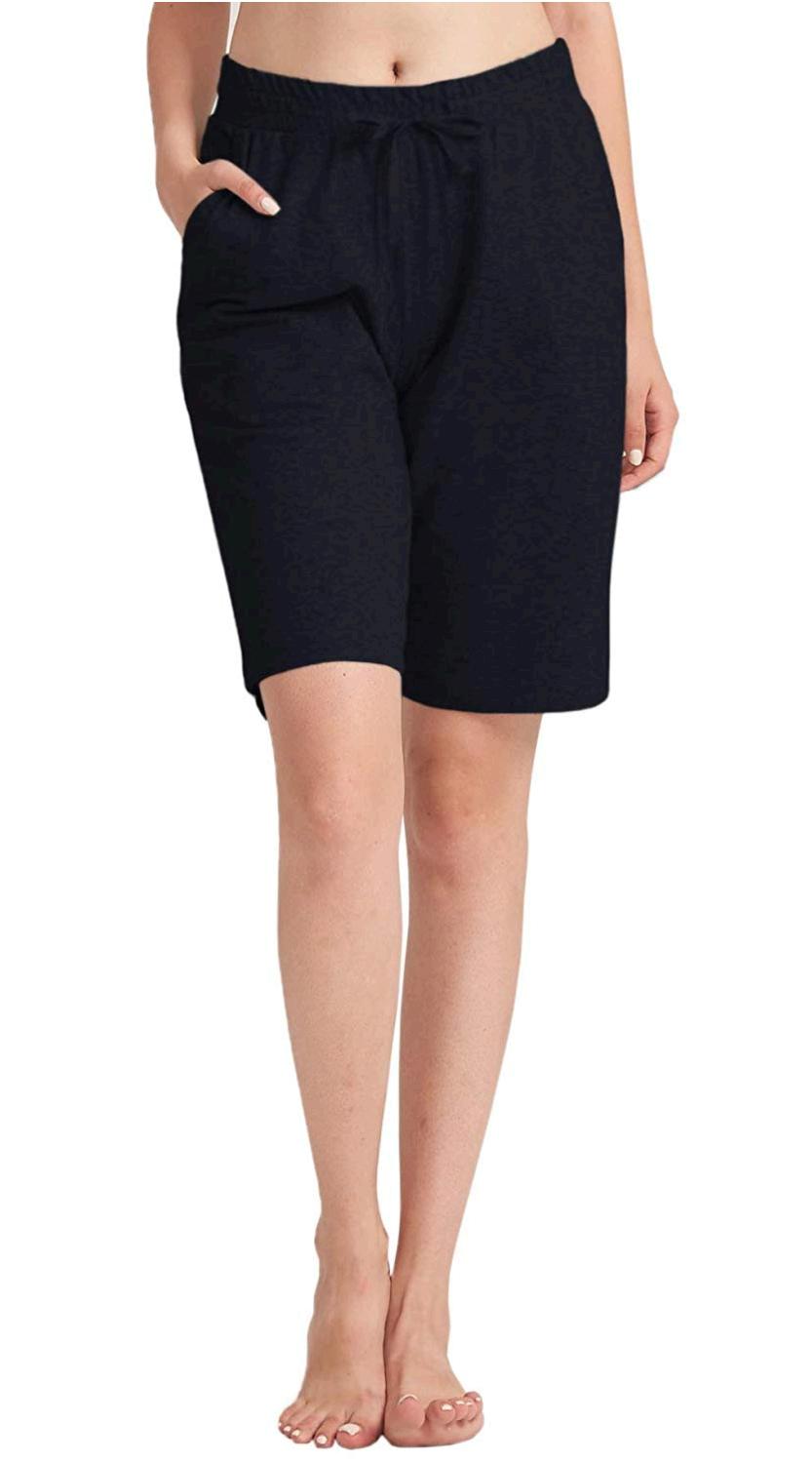 ChinFun Women's Bermuda Shorts, Knee Length-black, Size XL (Waist 32