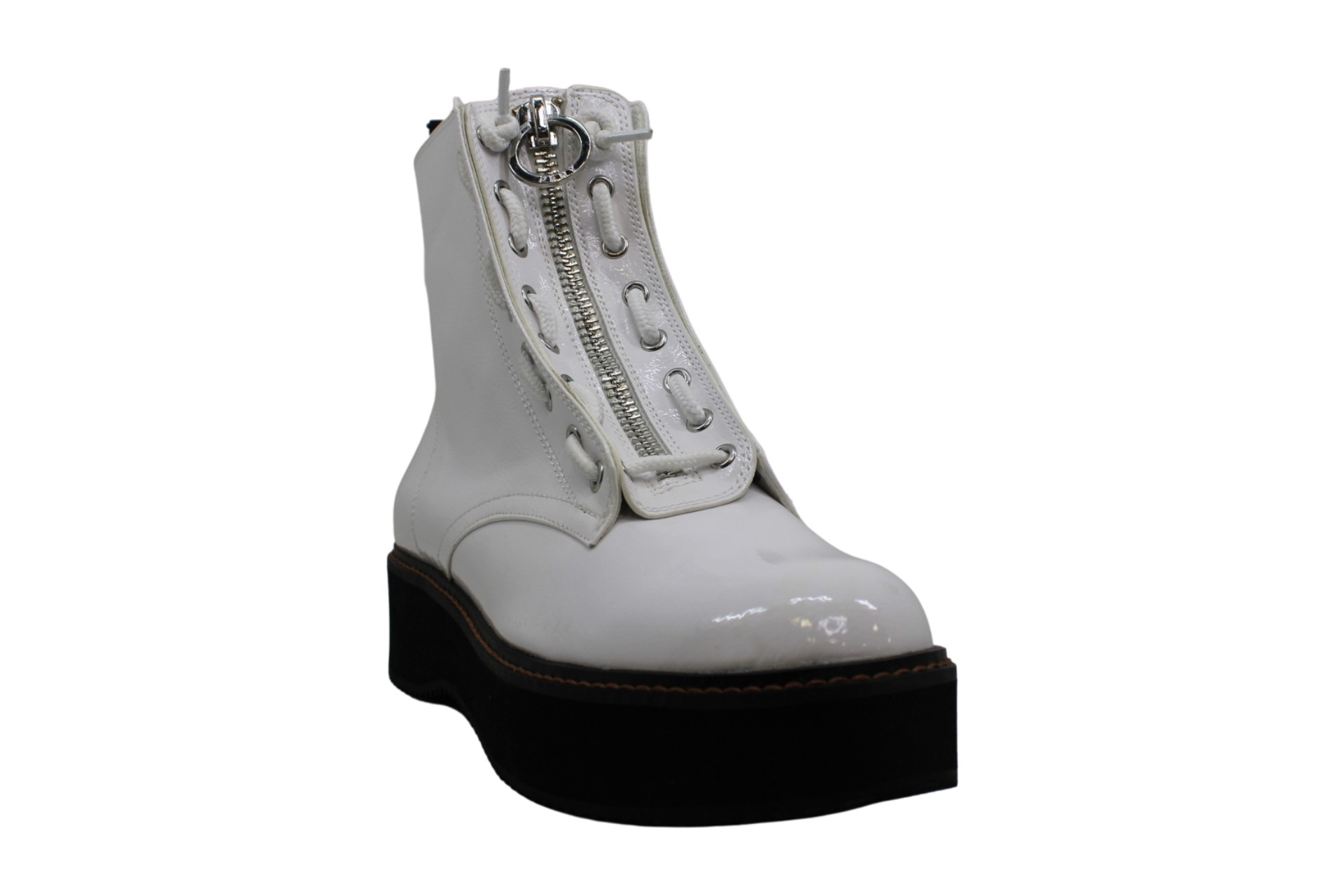 DKNY Womens Rhi Closed Toe Ankle Combat Boots, White, Size