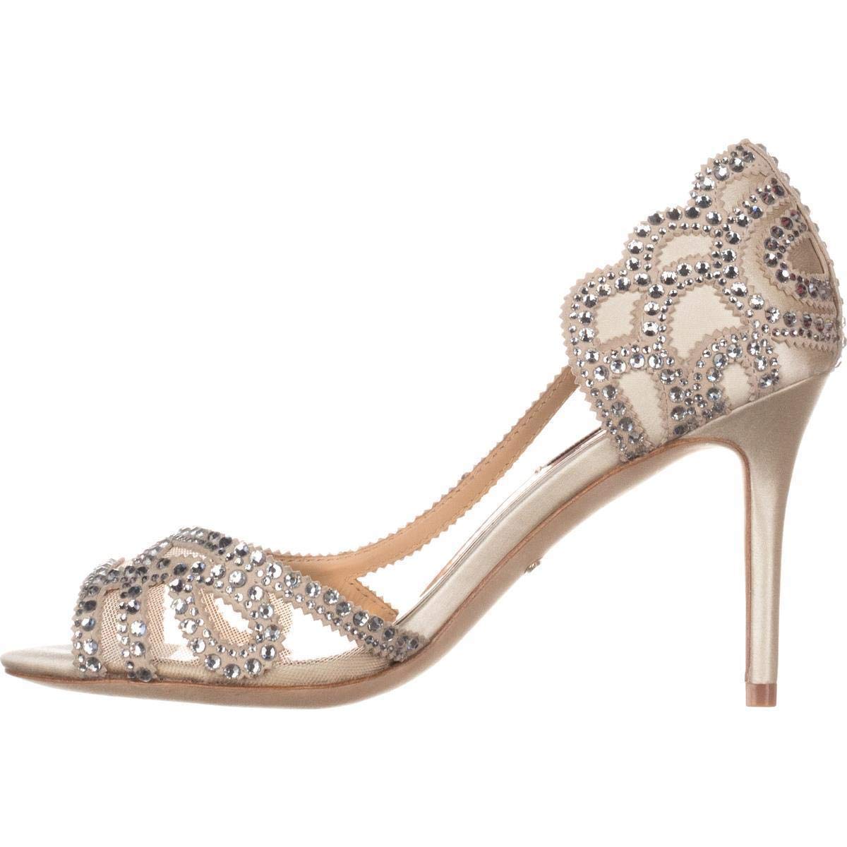 badgley mischka ivory satin shoes