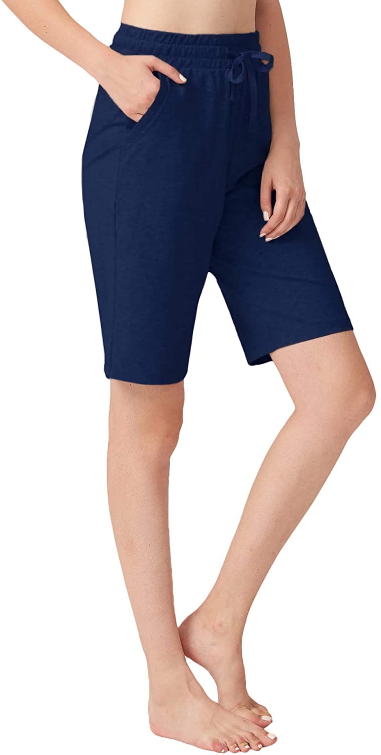 ChinFun Women's Bermuda Shorts Athletic Active, Knee Length-navy, Size ...