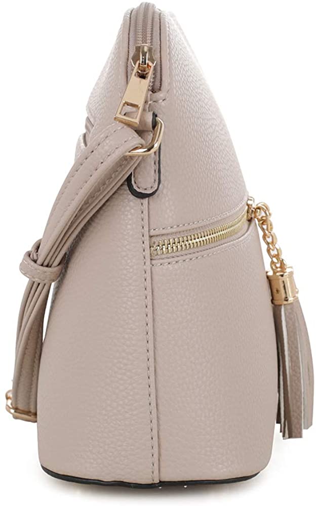 SG SUGU Lightweight Medium Dome Crossbody Bag with Tassel, Stone, Size