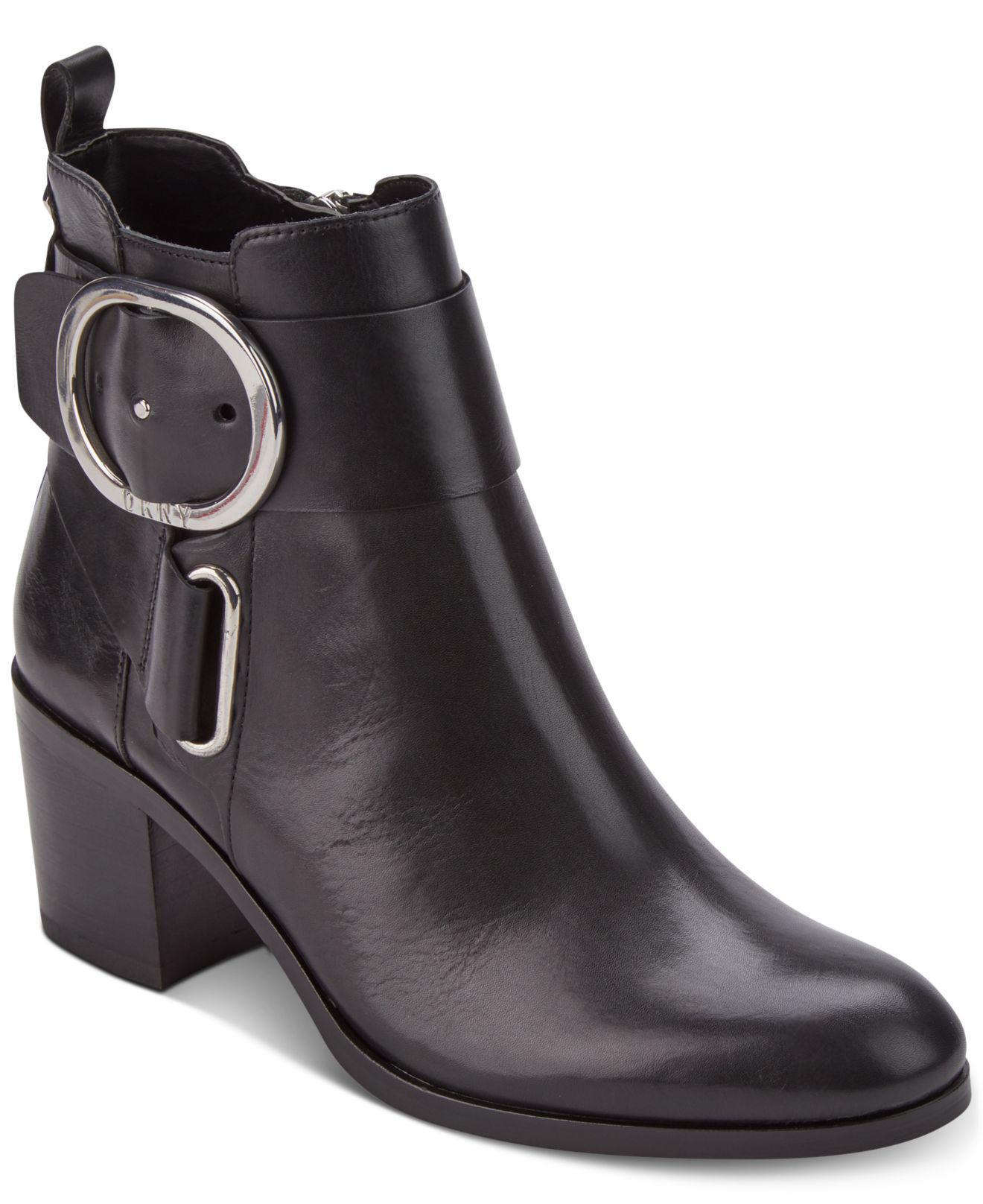 DKNY Womens Telo Ankle Boot W Leather Round Toe Ankle Fashion, Black ...