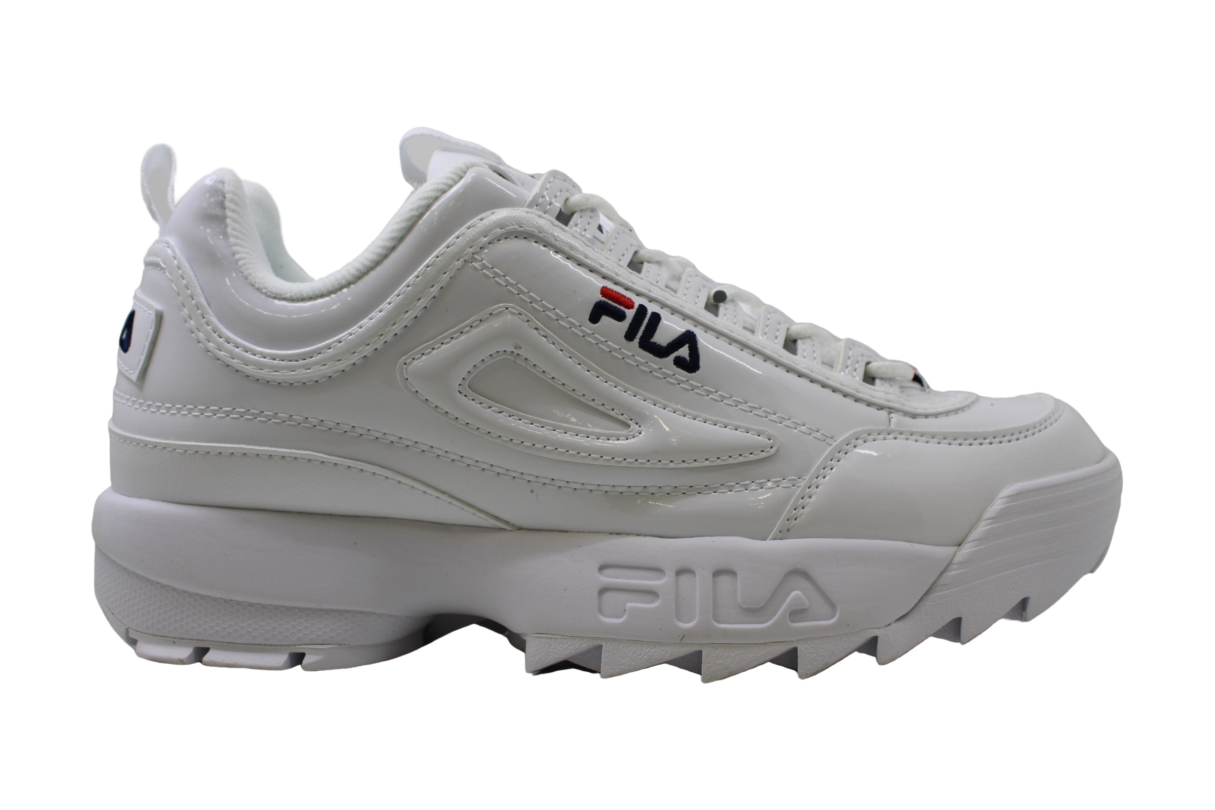 Fila Womens Disruptor Ii Premium Patent Leather Low, White/Navy/Red ...