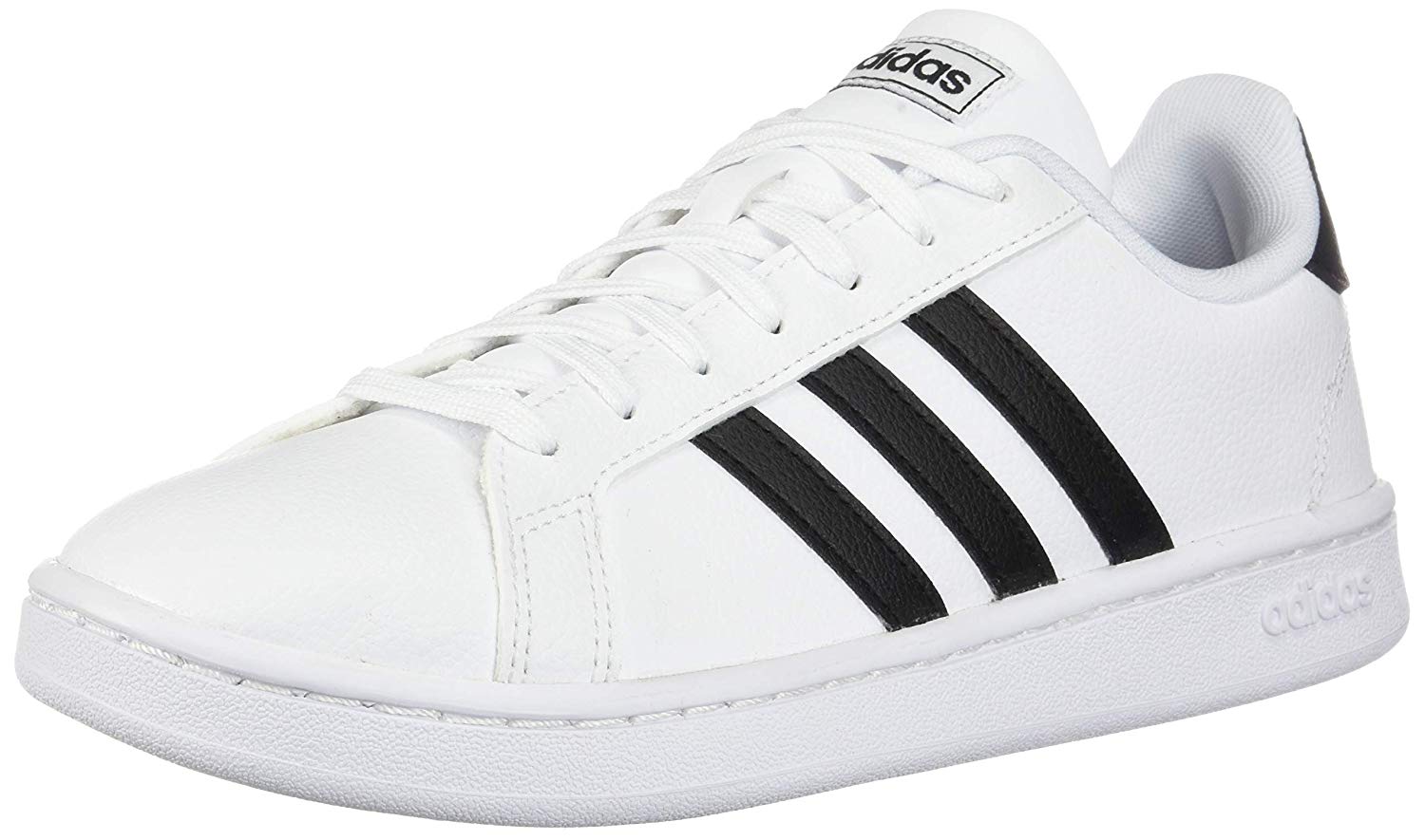 Adidas Womens Grand Court Low Top Lace Up Fashion, White/Black/White