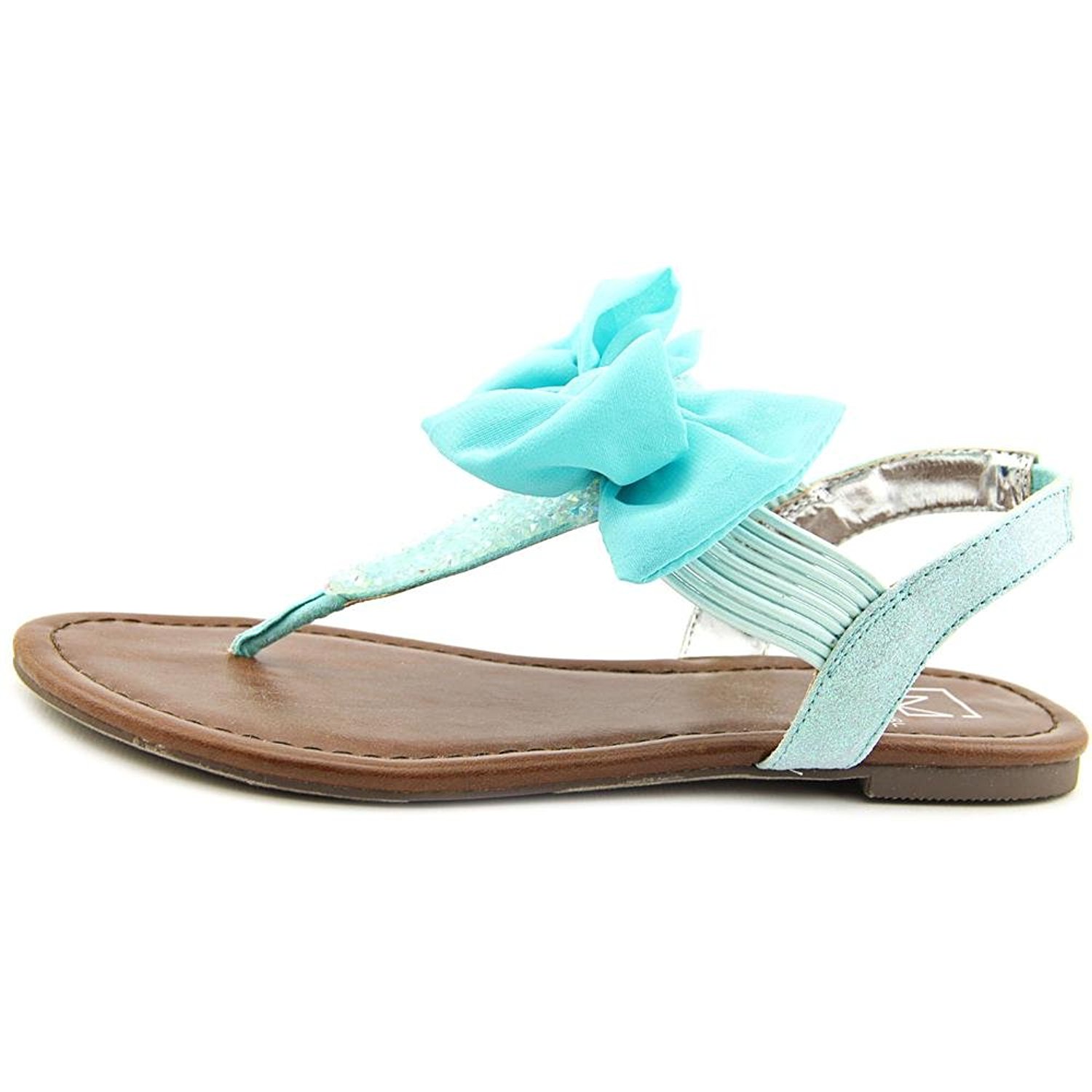 Material Girl Womens Swan Fabric Split Toe Casual TStrap Sandals Material Girl Womens Swan Fabric Split Toe Casual TStrap Sandals