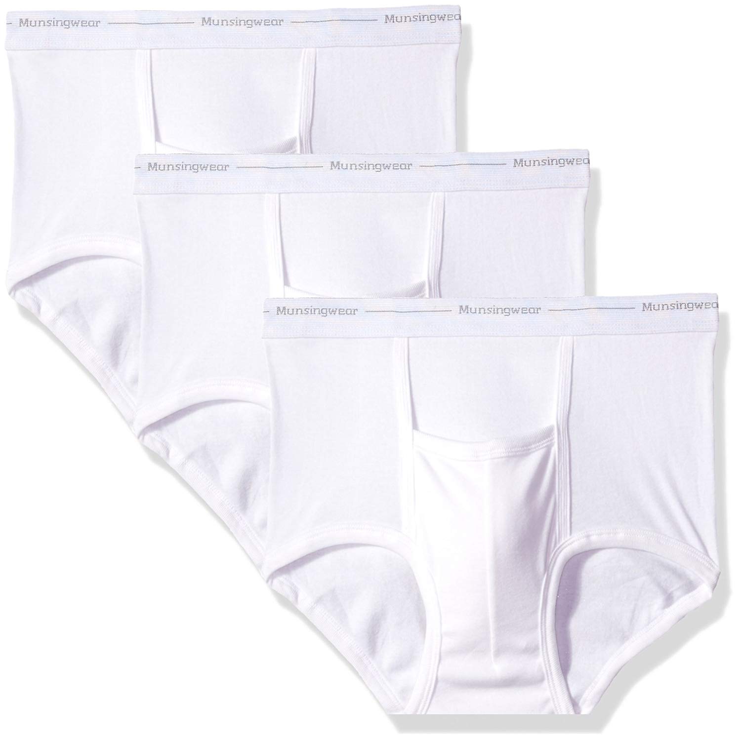 Munsingwear Men's Full-Rise Pouch Briefs (Pack of Three), White,, White ...