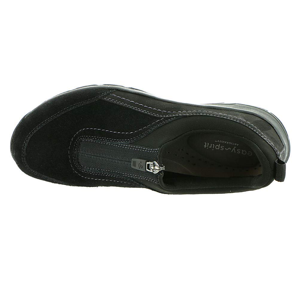 Easy Spirit Womens Cave Leather Low Top Zipper Fashion Sneakers, Black