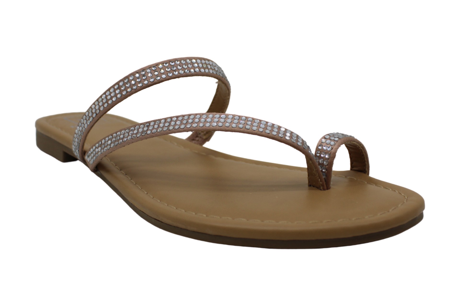 Sexy Blush Faux Velvet Bow Accent Open Toe Slip On Sandals