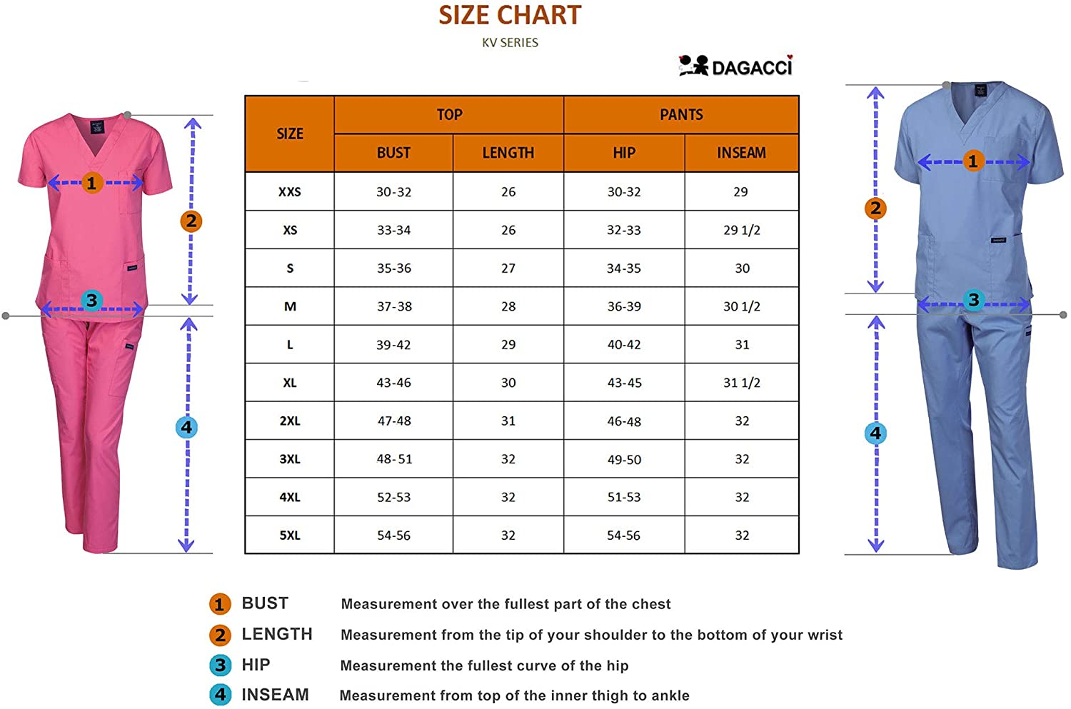 Dagacci Scrubs Medical Uniform Women and Man Scrubs Set, Brown, Size