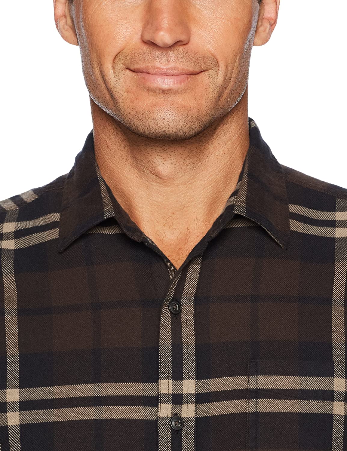 Essentials Men's Regular-Fit Long-Sleeve Plaid, Brown Plaid, Size X