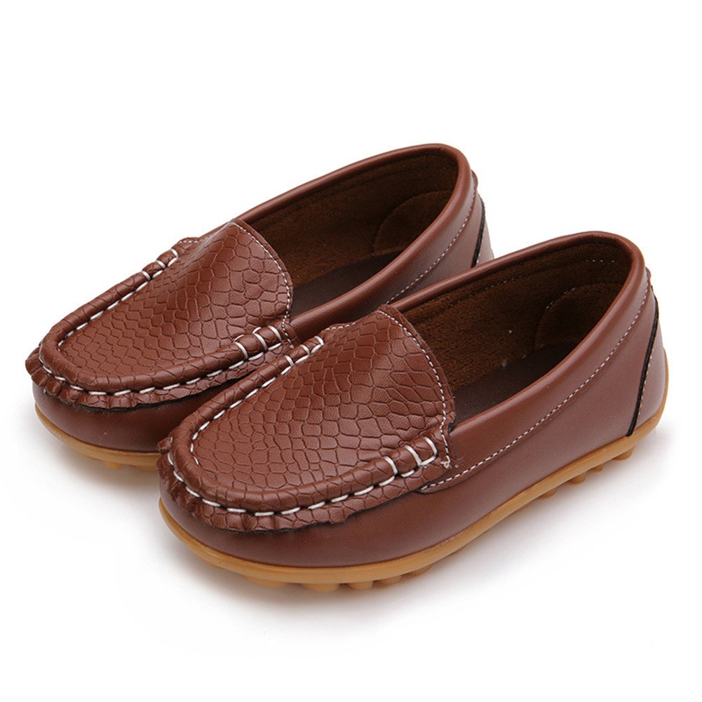 LONSOEN Toddler Little Kid Boys Girls Soft Slip On Loafers